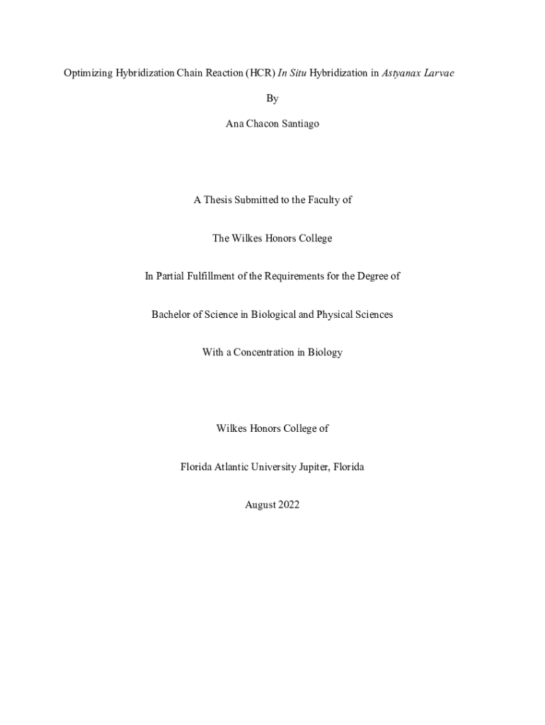 Fillable Online Optimizing Hybridization Chain Reaction (HCR) In Situ
