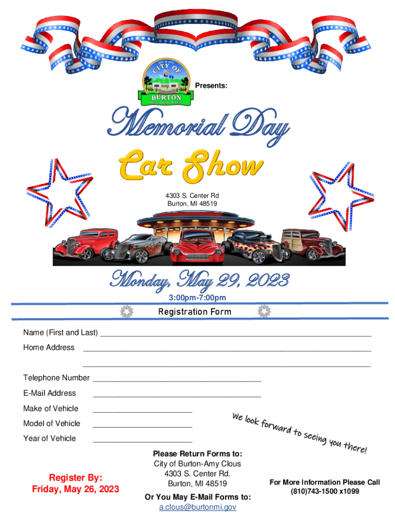 Fillable Online City of Burton 50th Anniversary/Memorial Day Event Fax