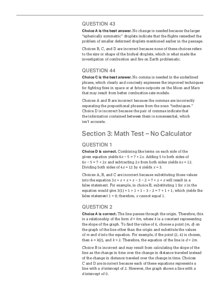Fillable Online SAT Practice Test 8 Answer ExplanationsSAT Suite of