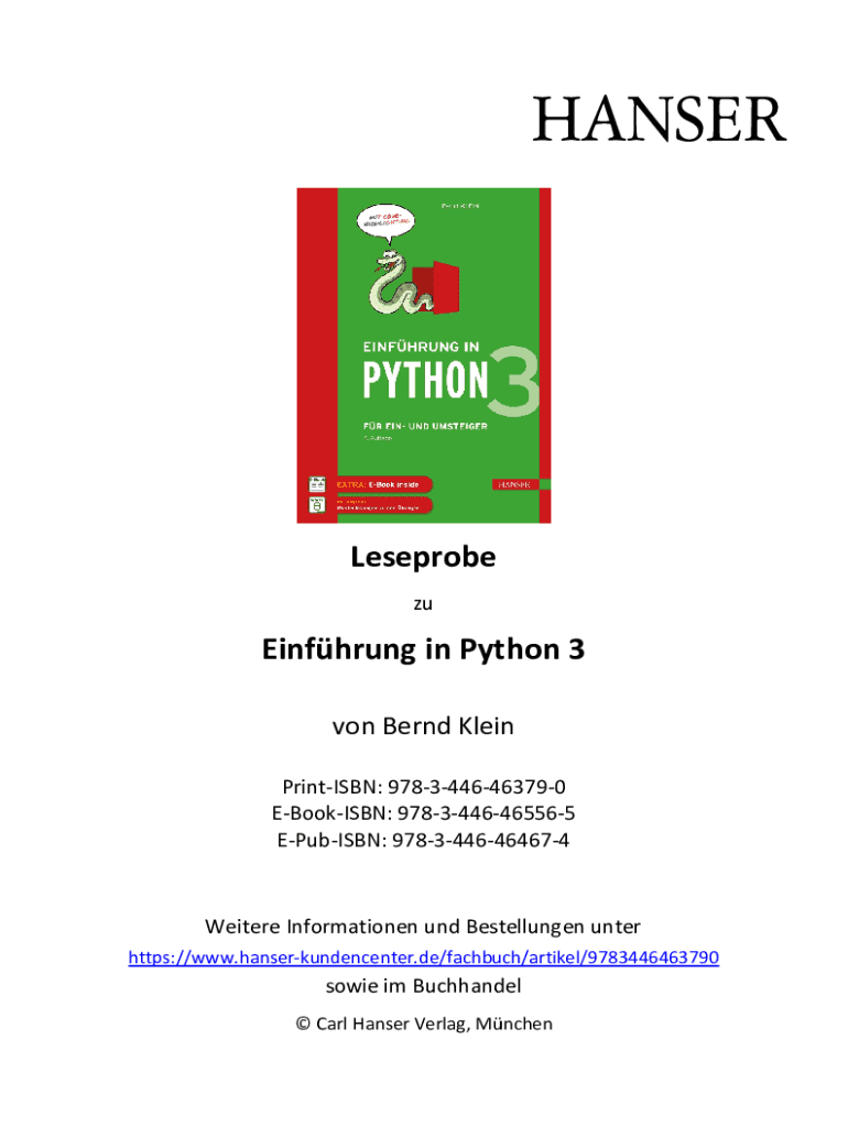 Ausfüllbar Online Leseprobe Einfhrung in Python 3 Fax Email Drucken ...