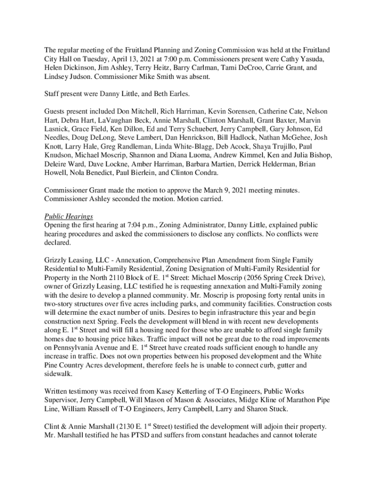 Fillable Online Planning and Zoning Commission City of Fruitland Idaho Fax Email Print pdfFiller