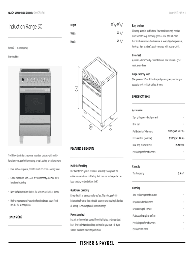 Fillable Online Induction Range 30 AJ Madison Fax Email Print pdfFiller