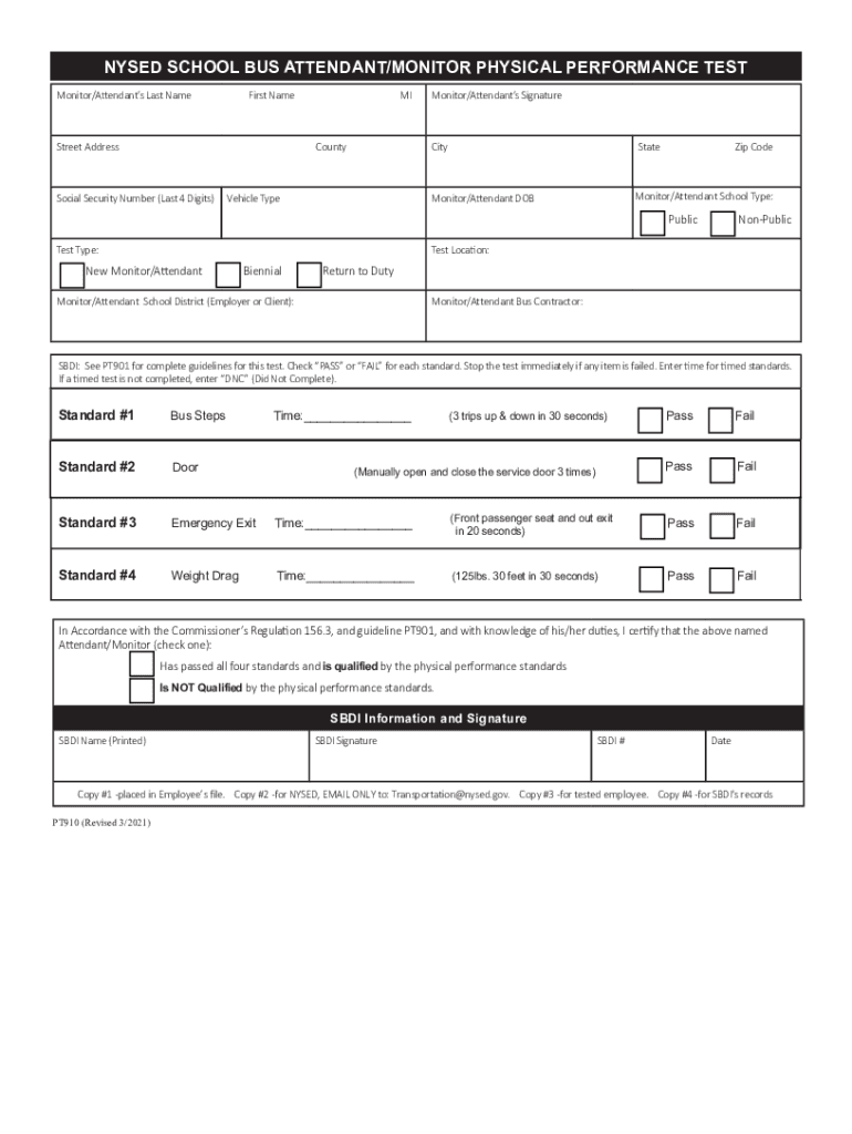 Fillable Online School Bus Attendant/Monitor Physical Performance Test