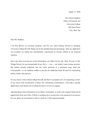 Sample Financial Aid Appeal Letter - ScholarshipTab