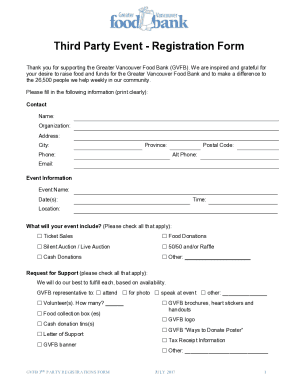 Fillable Online Third Party Event - Registration Form Fax Email Print ...