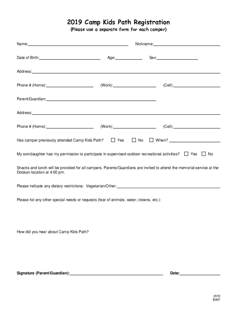 Fillable Online Registration Fees for Campers Regulations Motor