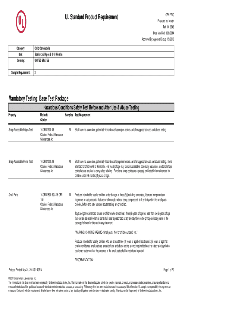 Fillable Online UL Standard Product Requirement PPAI Fax Email Print