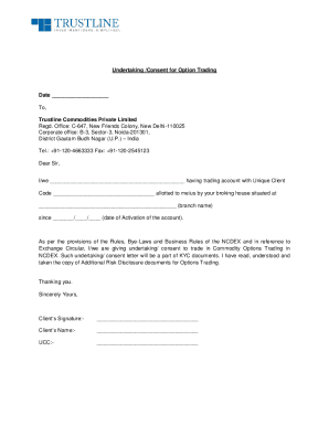 Undertaking /Consent for Option Trading Date - iTradeOnline