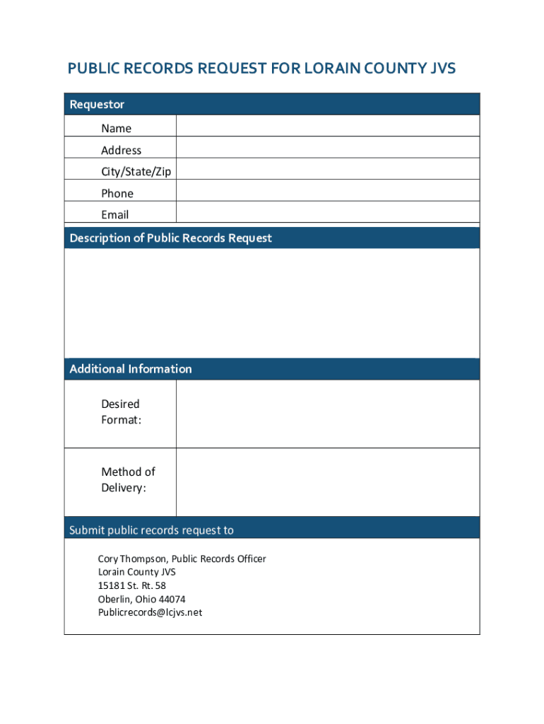 Fillable Online Lorain County Public Records Request Form Fax Email Fillable Online Lorain County Public Records Request Form Fax Email