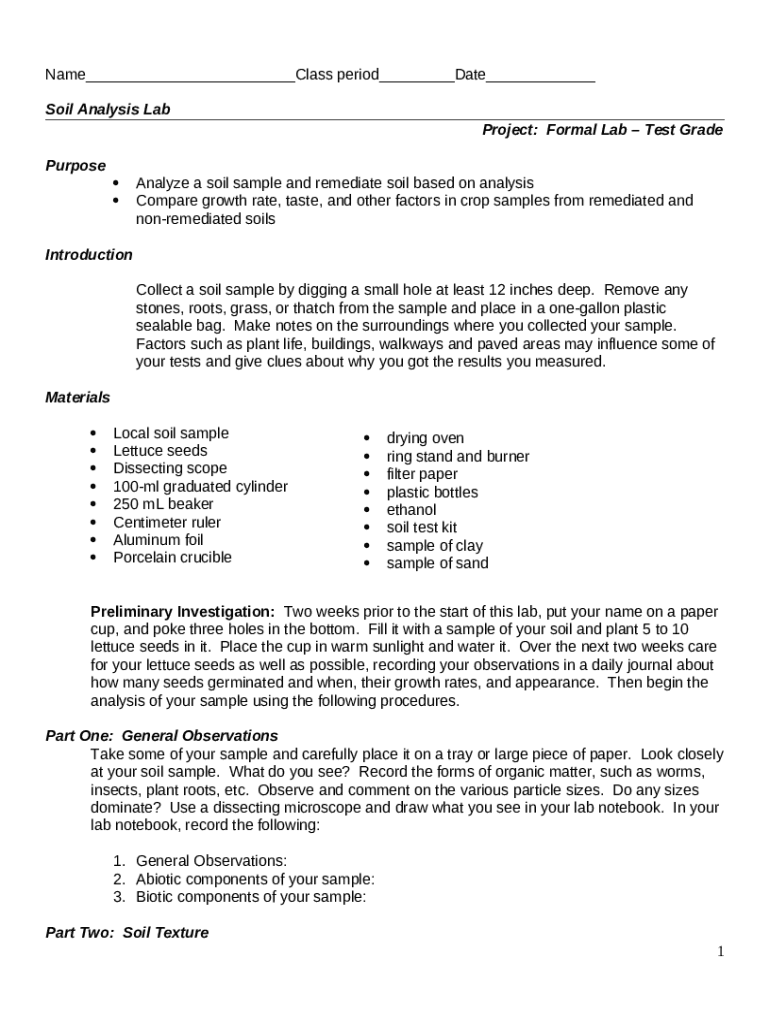 III2 Soil sampling test Report for soil sampling test Doc Template