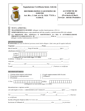 SEGNALAZIONE CERTIFICATA DI INIZIO ATTIVITA' PER IL ...