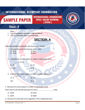 IFSTO/SAMPLE PAPERS/CLASS