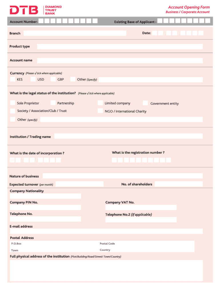 Business Corporate Acoount Opening Form 19042022 Preview on Page 1