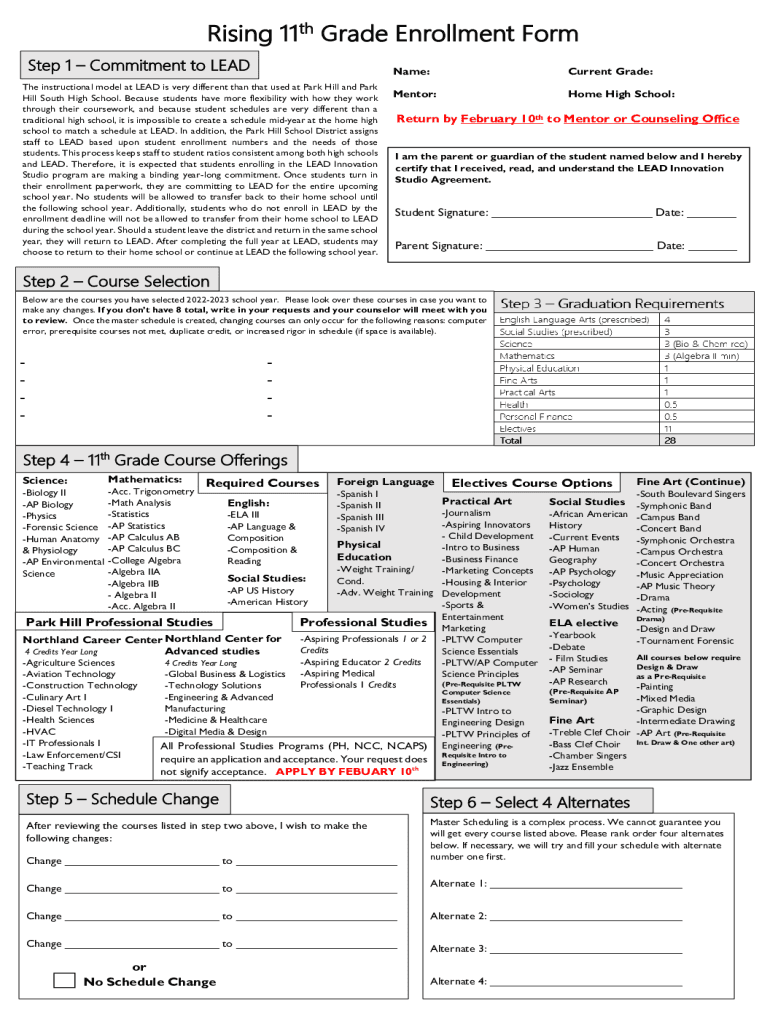Fillable Online LEAD Innovation Studio Park Hill School District Fax Email Print pdfFiller