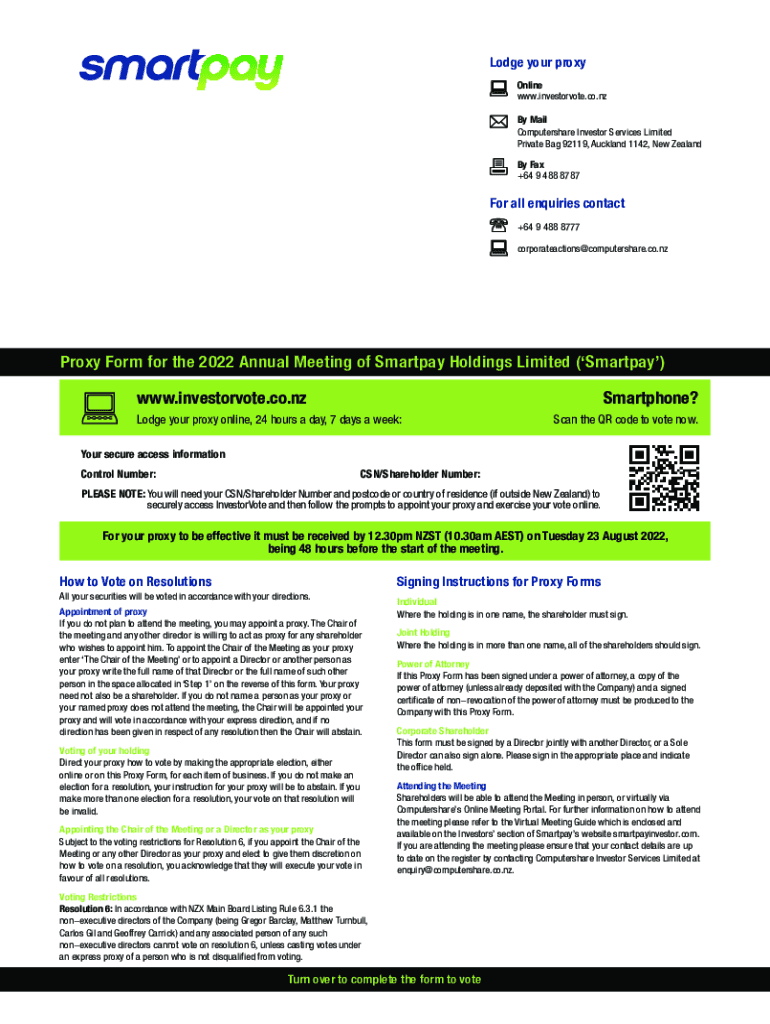 Fillable Online PLEASE NOTE You will need your CSN/Shareholder Number