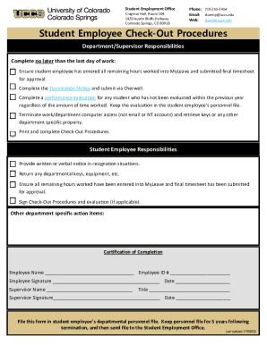 Fillable Online Forms - Student Employment - UCCS Fax Email Print ...