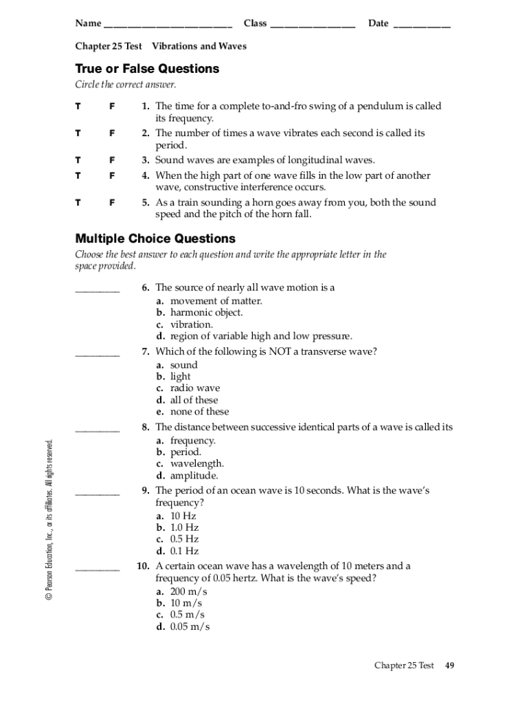 Fillable Online Chapter 25 Vibration and Waves Flashcards Quizlet
