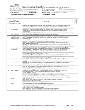 CDC Environmental Checklist for Monitoring Terminal Cleaning