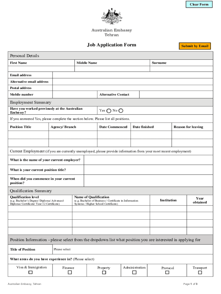 Fillable Online Iran Embassy Gov Australian Embassy Tehran Job Application Form Fax Email fillable-online-iran-embassy-gov-australian-embassy-tehran-job-application-form-fax-email