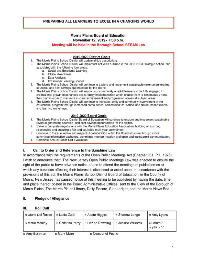 Fillable Online The Morris Plains School District will implement