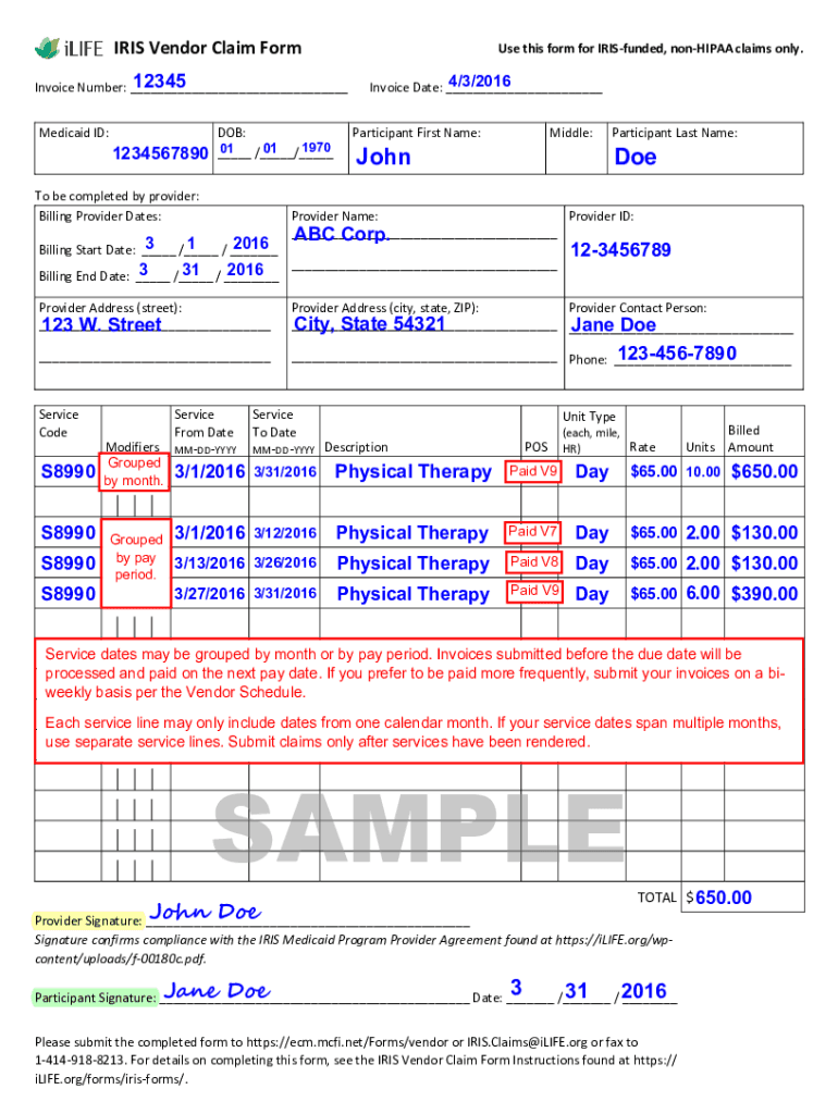 Fillable Online Sample-Vendor-Claim-Form.pdf Fax Email Print - pdfFiller