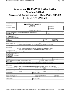 Remittance ID:1563791 Authorization Number:247061 Successful ...