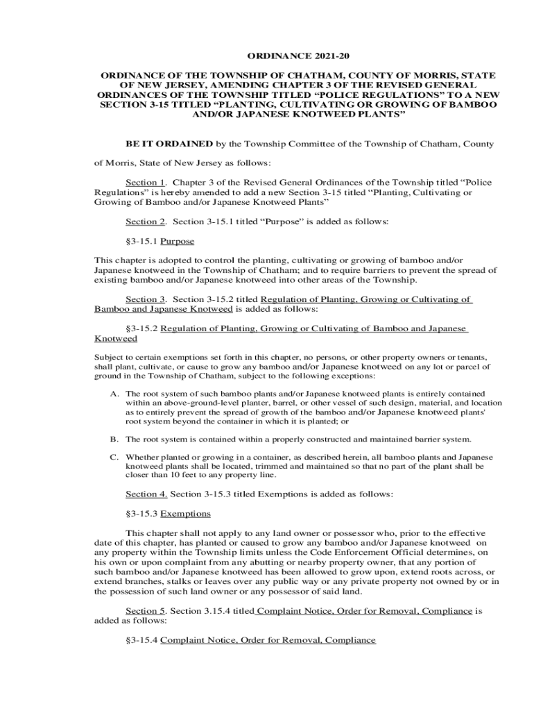 Fillable Online TOWNSHIP OF CHATHAM ZONING BOARD OF Fax Email Print