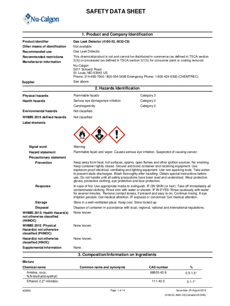 Fillable Online SAFETY DATA SHEET Leak Detector Fluid Cloudinary Fax