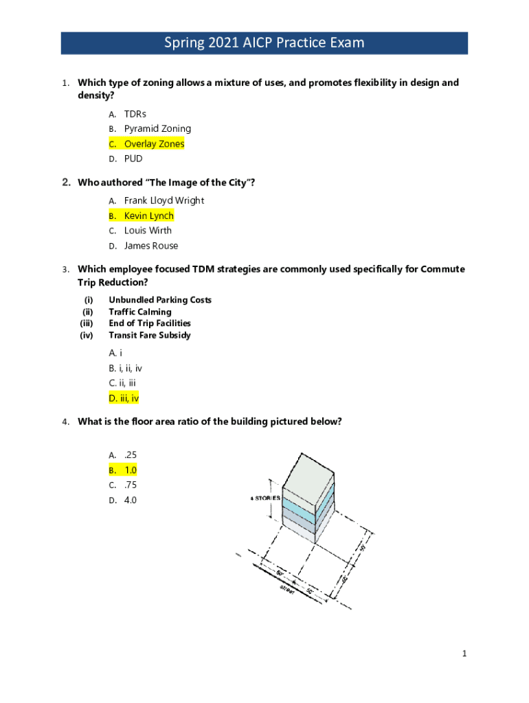 Fillable Online AICP Functional Areas of Practice Zoning Flashcards