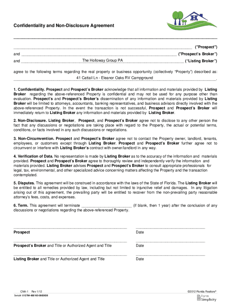 Fillable Online Confidentiality and NonDisclosure Agreement BizQuest