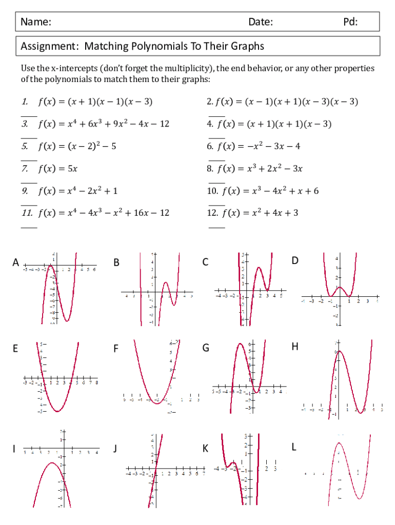 Fillable Online How to graph a polynomial function and find the ...