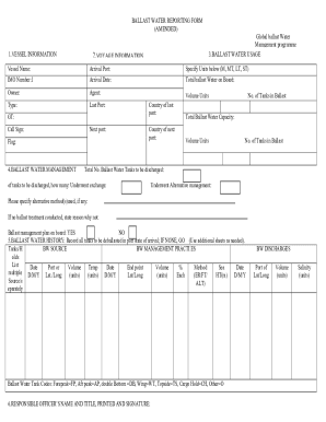 Fillable Online BALLAST WATER REPORTING FORM Fax Email Print - pdfFiller