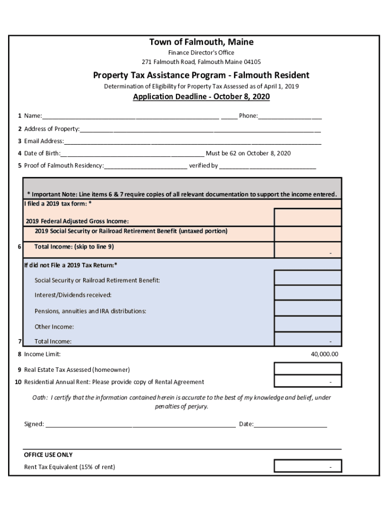 Fillable Online Town of Falmouth, Maine Assessor's Office Property Tax 101 Fax Email Print
