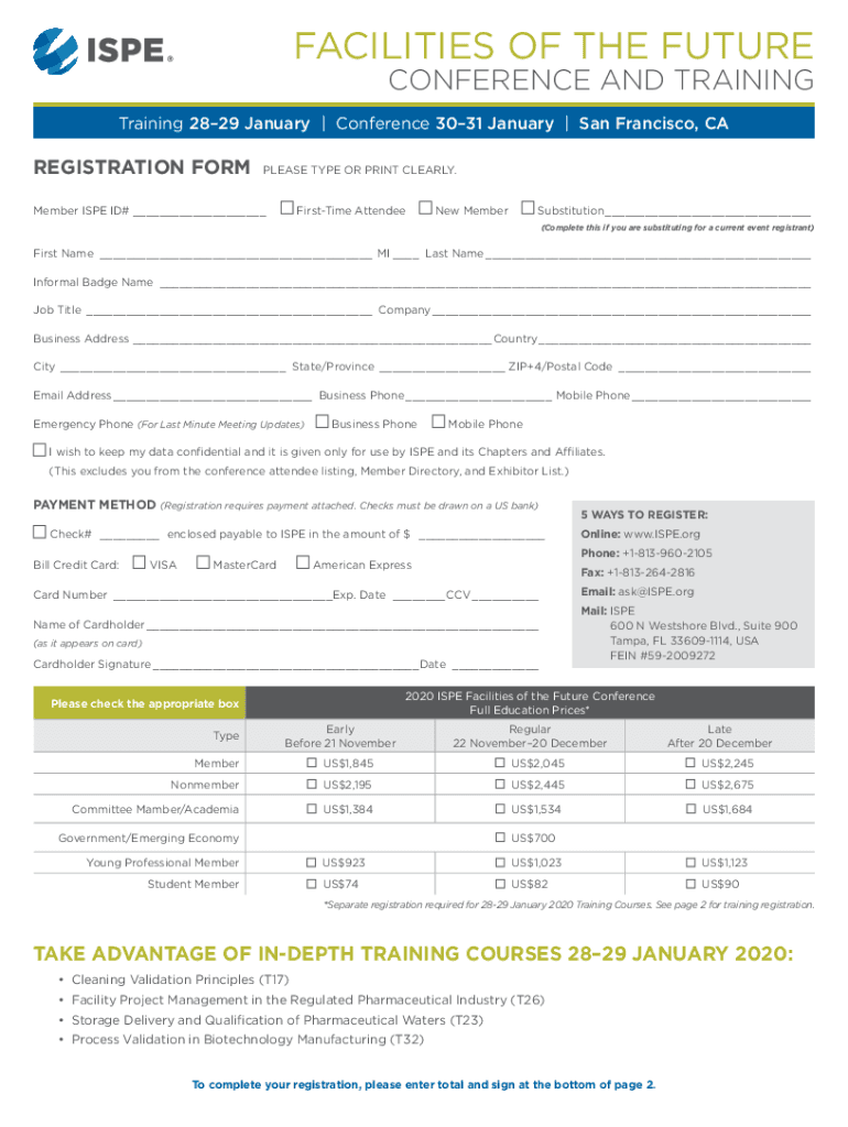 Fillable Online Display event 2024 ISPE Facilities of the Future