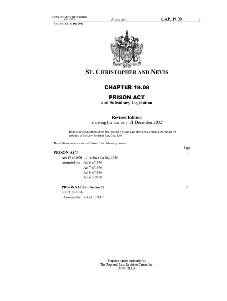 Fillable Online Prison Act St. Kitts and Nevis Law Commission Fax