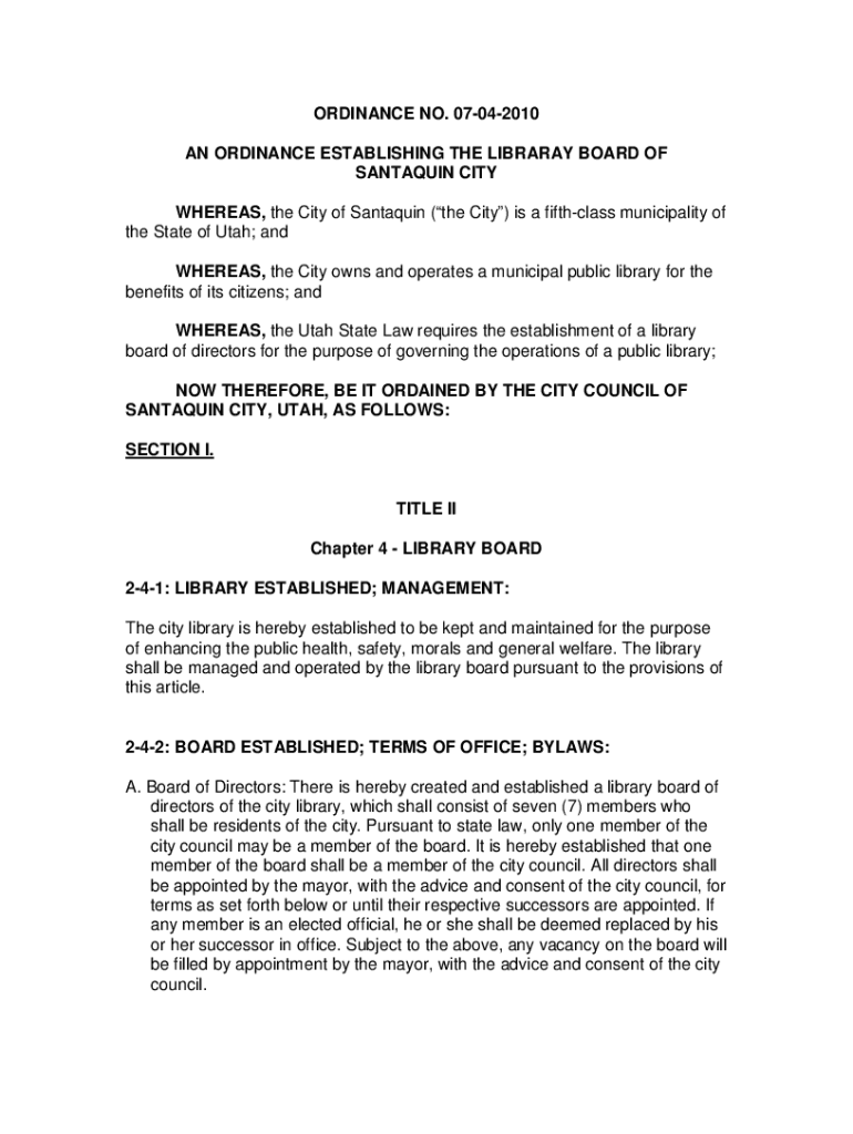 Fillable Online Municipal Code Santaquin City, Utah Fax Email Print