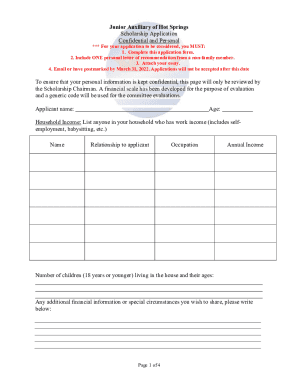 Junior Auxiliary Scholarship Application