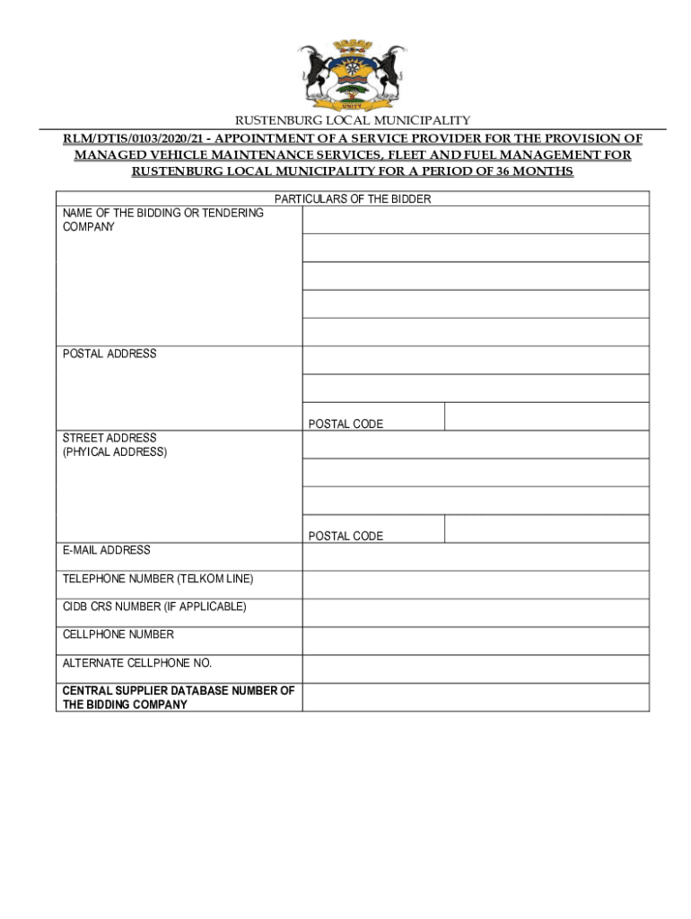 Fillable Online Vehicle Tracking and Fleet Management Tenders Page 2