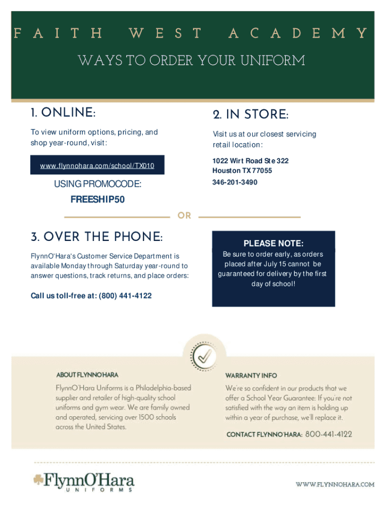 Fillable Online French Toast Uniforms Shop the Ultimate School