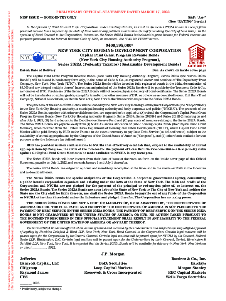 Fillable Online New York City Housing Development Corporation. Capital Fund Grant Program