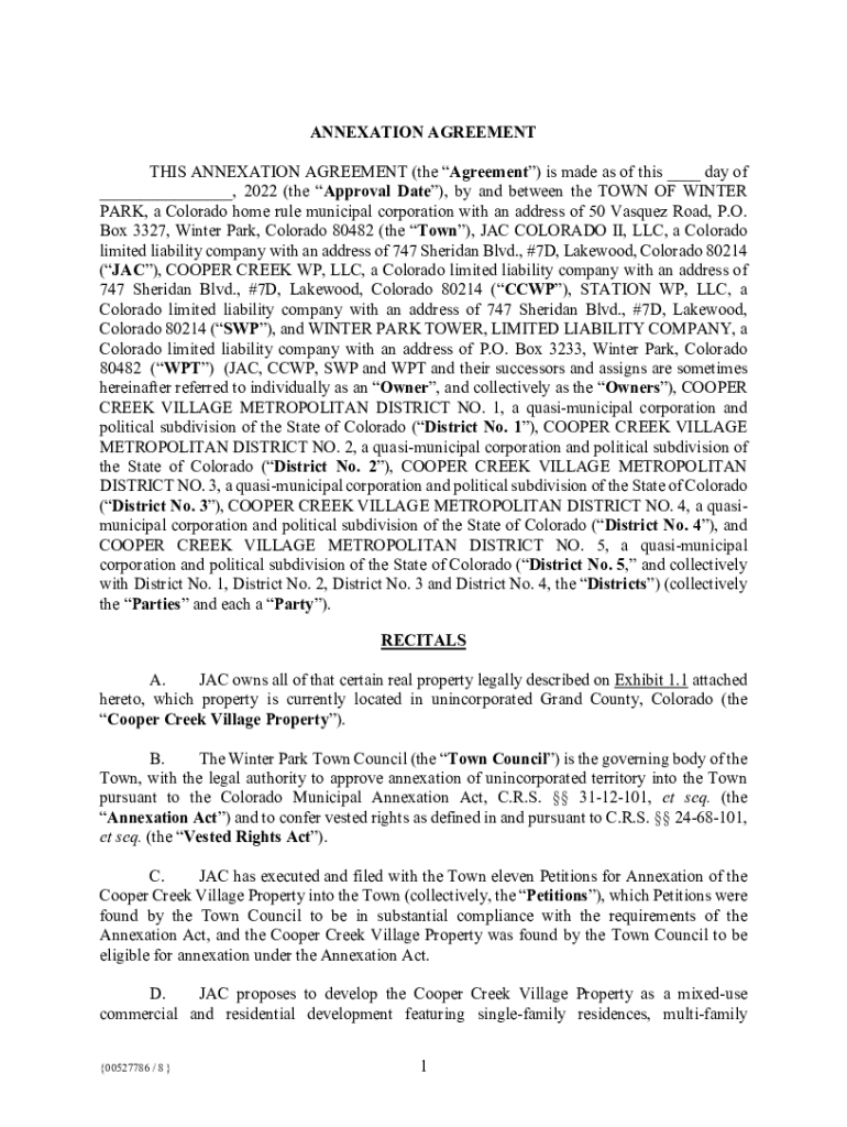 Fillable Online Annexation Agreement Fax Email Print pdfFiller