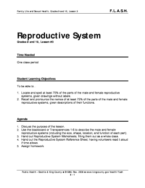 Reproductive System Worksheet