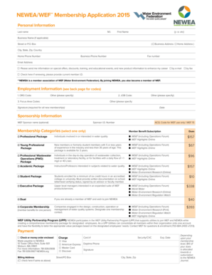 NEWEA/WEF Membership Application 2015