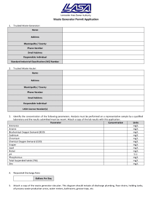 Waste Generator Permit Application
