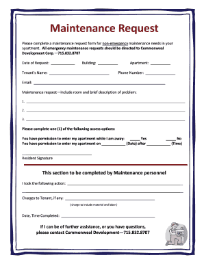 Maintenance Request Form