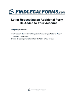 Letter Requesting an Additional Party to be Added to Your Account