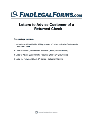 Letter to Advise Customer of a Returned Check