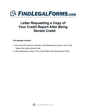 Letter Requesting Credit Report After Denial