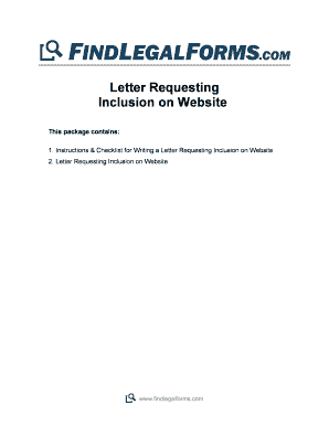 Letter Requesting Inclusion on Website