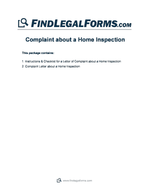 Complaint Letter about a Home Inspection